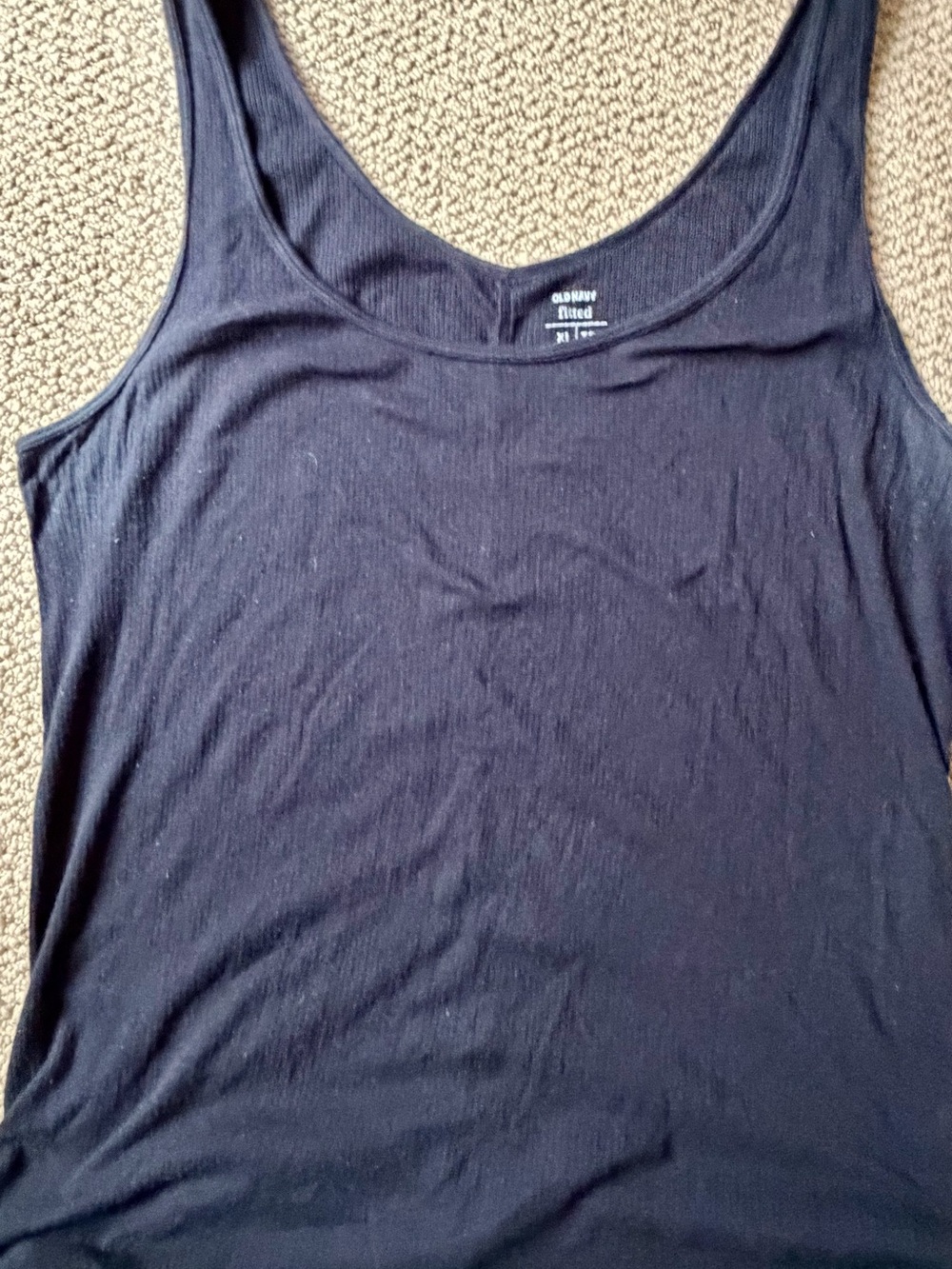 Old Navy Navy Ribbed Scoop Neck Tank Top - Women